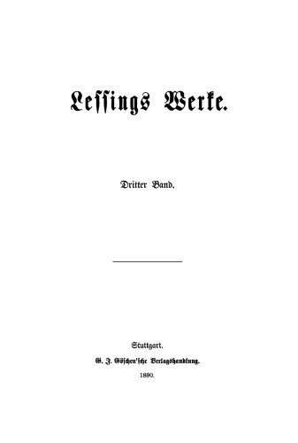 Lessing’s Werke: Band 3