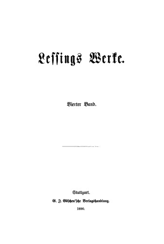 Lessing’s Werke: Band 4