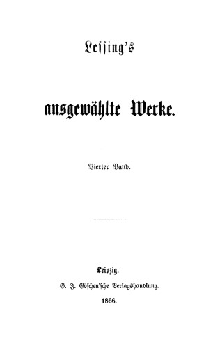 Lessing’s ausgewählte Werke: Band 4
