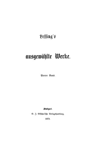 Lessing’s ausgewählte Werke: Band 4