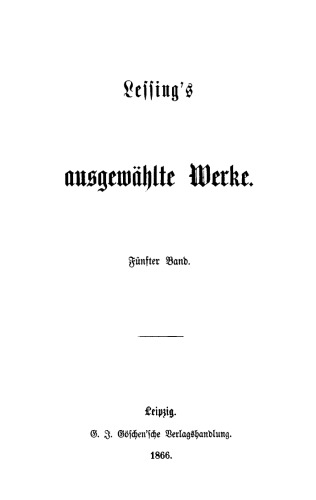 Lessing’s ausgewählte Werke: Band 5