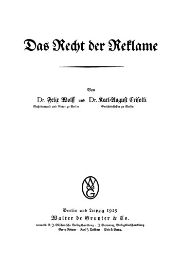 Das Recht der Reklame