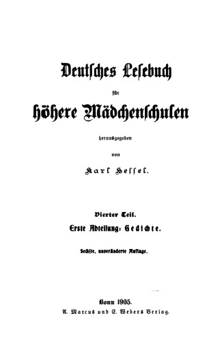 Deutsches Lesebuch für höhere Mädchenschulen: Teil 4