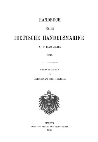 Handbuch für die deutsche Handelsmarine auf das Jahr ...: 1913