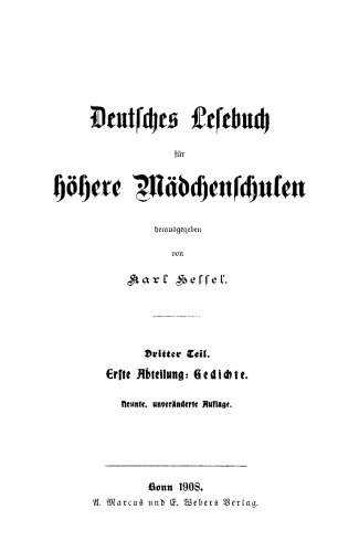 Deutsches Lesebuch für höhere Mädchenschulen: Teil 3