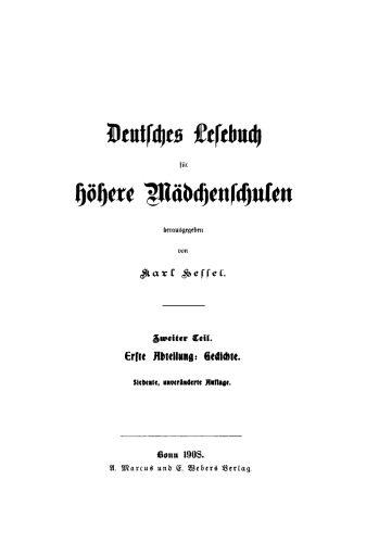 Deutsches Lesebuch für höhere Mädchenschulen: Teil 2
