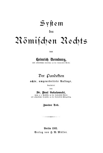 System des Römischen Rechts: Teil 2