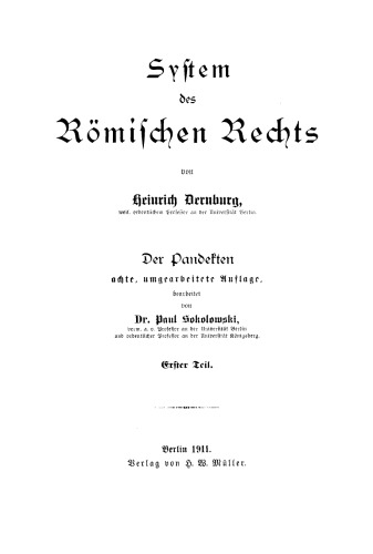 System des Römischen Rechts: Teil 1