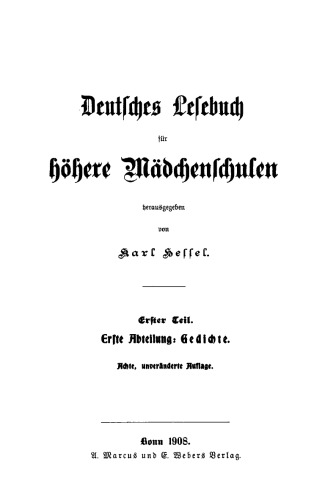 Deutsches Lesebuch für höhere Mädchenschulen: Teil 1