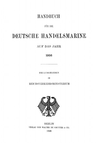 Handbuch für die deutsche Handelsmarine auf das Jahr ...: 1926