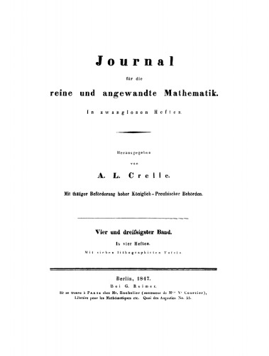 Journal für die reine und angewandte Mathematik: Band 34