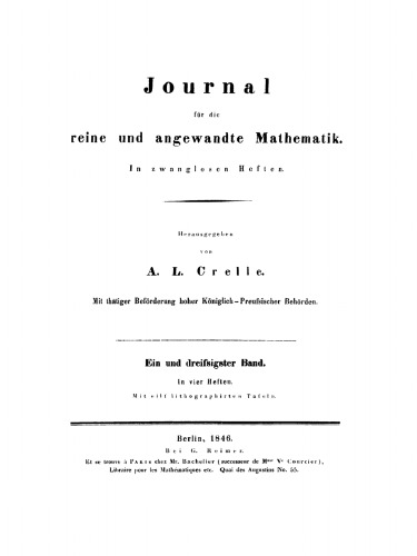 Journal für die reine und angewandte Mathematik: Band 31