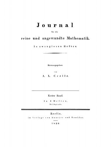 Journal für die reine und angewandte Mathematik: Band 1