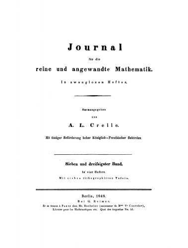 Journal für die reine und angewandte Mathematik: Band 37