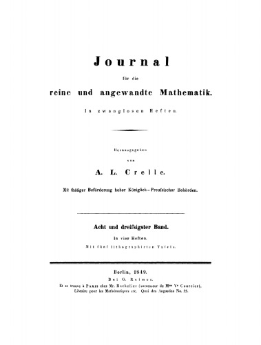 Journal für die reine und angewandte Mathematik: Band 38