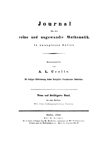Journal für die reine und angewandte Mathematik: Band 39