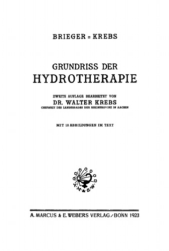 Grundriss der Hydrotherapie