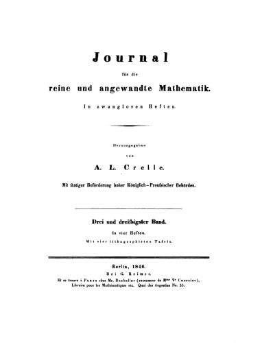 Journal für die reine und angewandte Mathematik: Band 33