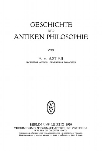 Geschichte der antiken Philosophie