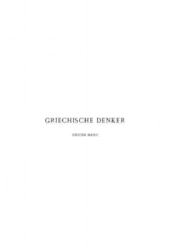 Griechische Denker: Band 1