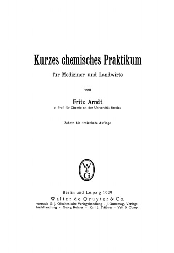 Kurzes chemisches Praktikum für Mediziner und Landwirte