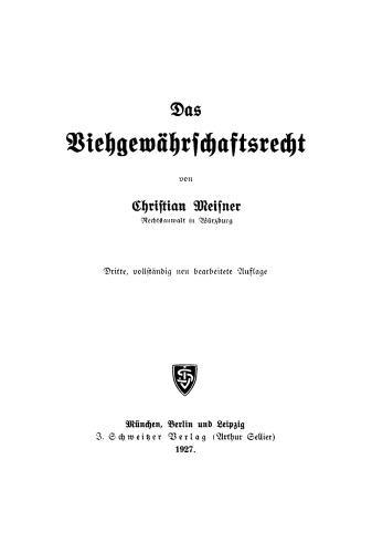 Das Viehgewährschaftsrecht