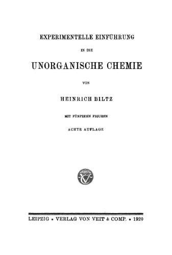 Experimentelle Einführung in die unorganische Chemie
