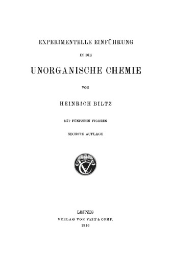 Experimentelle Einführung in die unorganische Chemie