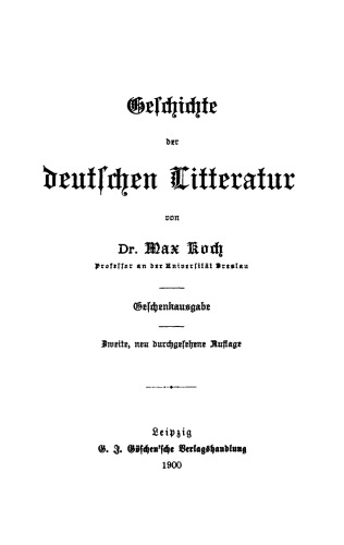 Geschichte der deutschen Litteratur