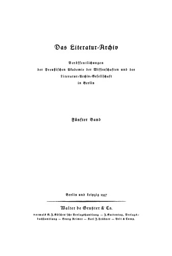 Briefwechsel zwischen Karl Müllenhoff und Wilhelm Scherer
