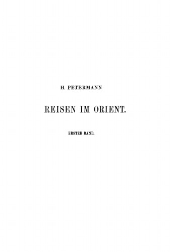 Reisen im Orient: Band 1