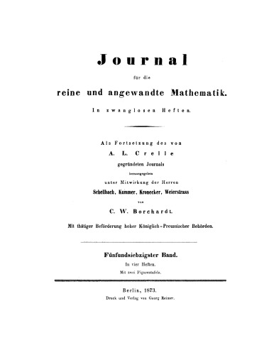 Journal für die reine und angewandte Mathematik: Band 75