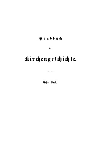 Handbuch der Kirchengeschichte: Band 1