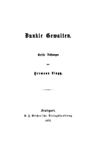 Dunkle Gewalten: Epische Dichtungen