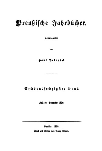 Preußische Jahrbücher: Band 66 Juli bis December 1890
