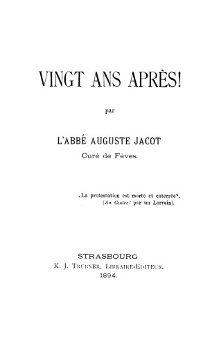 Vingt ans après!