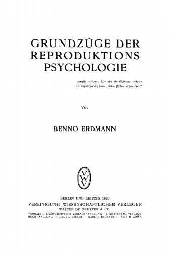 Grundzuge der Reproduktions Psychologie