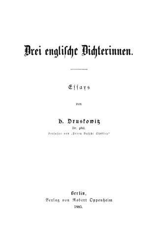 Drei englische Dichterinnen: Essays