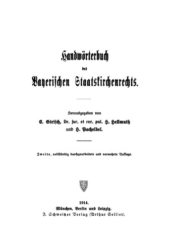 Handwörterbuch des bayerischen Staatskirchenrechts