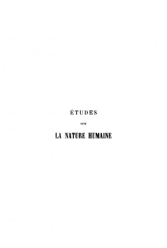 Études sur la nature humaine: Essai de philosophie optimiste