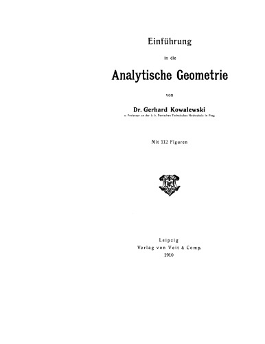 Einführung Analytische Geometrie
