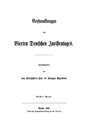Verhandlungen des Vierten deutschen Juristentages – Gutachten