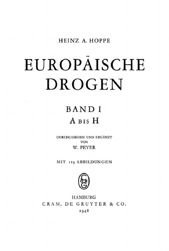 Europäische Drogen: Band 1 A bis H