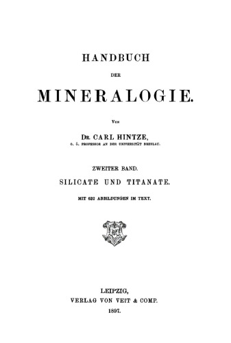 Handbuch der Mineralogie: Band 2 Silicate und Titanate