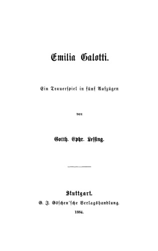 Emilia Galotti: Ein Trauerspiel in fünf Aufzügen