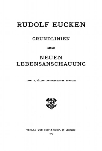 Grundlinien einer neuen Lebensanschauung