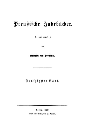 Preußische Jahrbücher: Band 50