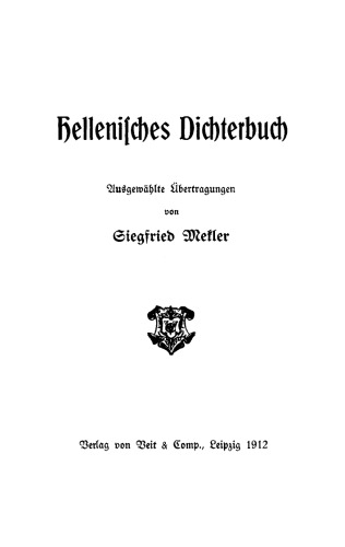Hellenisches Dichterbuch