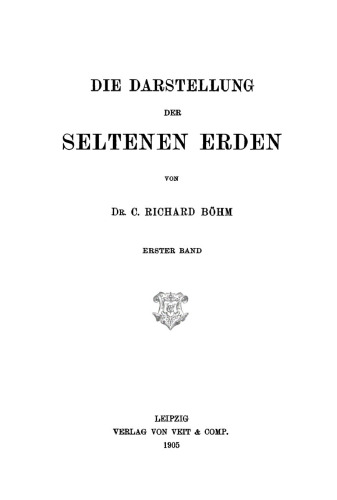 Die Darstellung der seltenen Erden: Band 1
