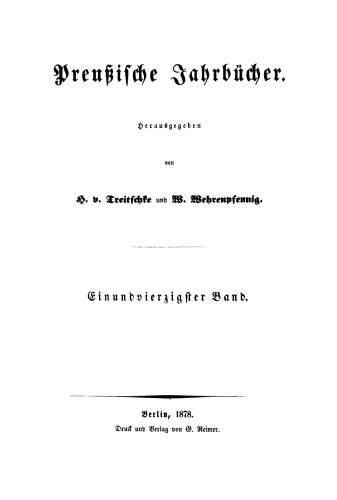 Preußische Jahrbücher: Band 41
